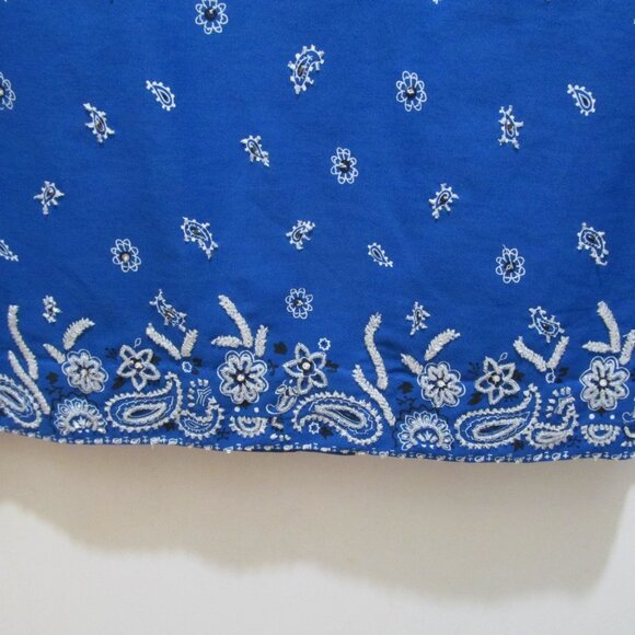 NWOT Quacker Factory Blue Bandanna Bandana Print Hand Beaded Jacket Size Large - Picture 12 of 16